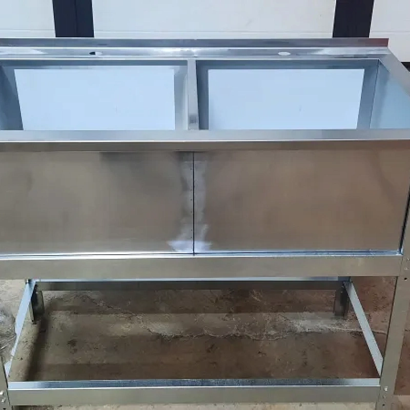 Ванна моечная из нержавеющей стали 880х500 с бортом и отверстием под смеситель