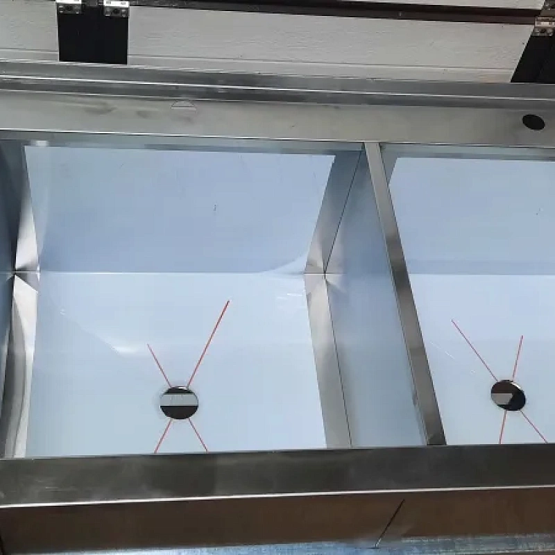 Ванна моечная двойная из нержавеющей стали 1200х600 с бортом и отверстием под смеситель