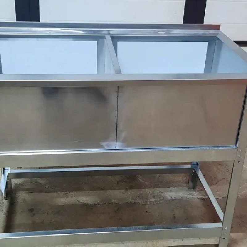 Ванна моечная двойная из нержавеющей стали 1200х600 с бортом и отверстием под смеситель