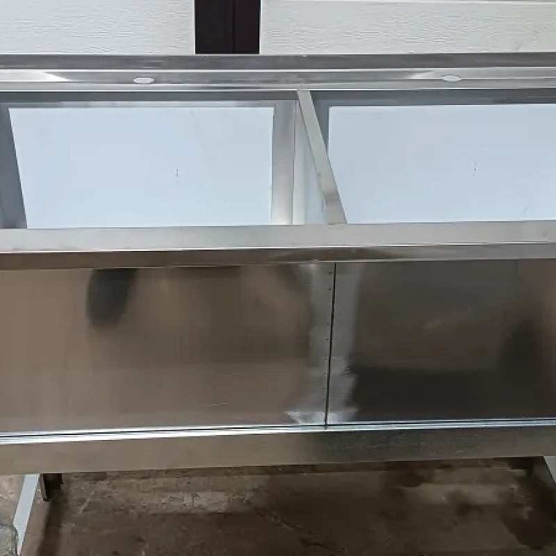 Ванна моечная из нержавеющей стали 1120х600 с бортом и отверстиями под смеситель